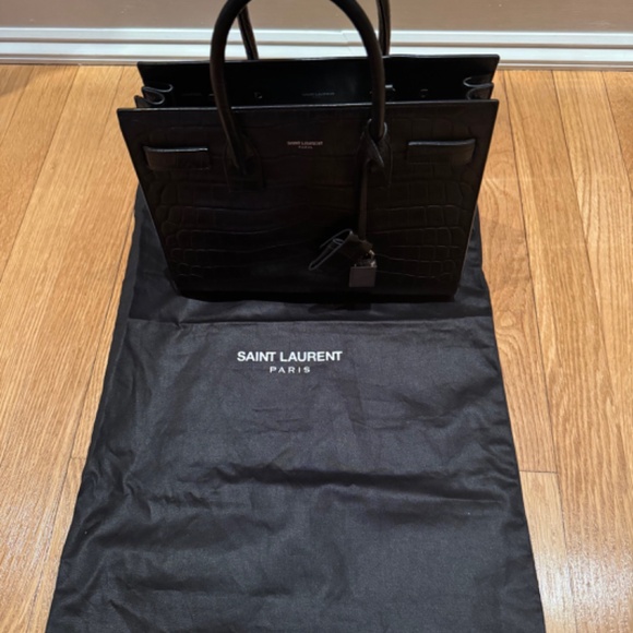 SAINT LAURENT - SAC DE JOUR BABY IN CROCODILE EMBOSSED LEATHER - AUTHENTIC - Picture 9 of 10